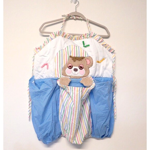 Vtg SLEEPY TEDDY Beddy 1982 Baby Morgan 3 Section Laundry Hanging Decor Nursery - Picture 1 of 6
